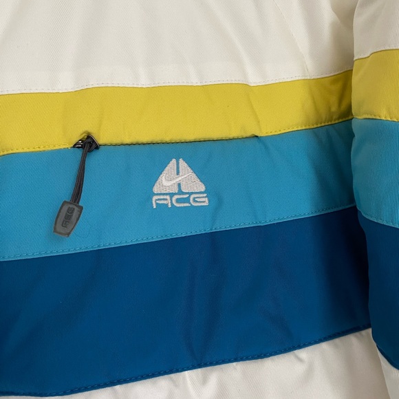 Nike ACG Fitstorm Womens Retro Blue Yellow Stripe 90s Sz XL *RARE SHINEY LINING - Picture 3 of 12
